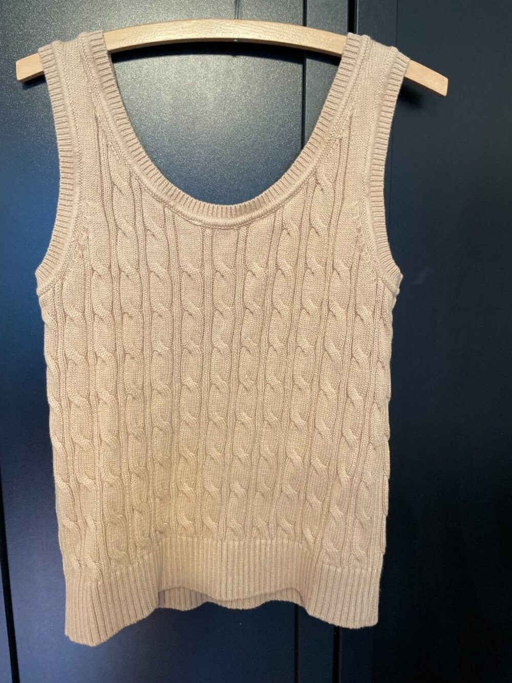 Tommy Hilfiger Women's Cotton Cable-Knit Tank Top / Vest in Sand - Picture 4 of 5